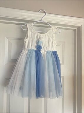 Girls Boutique Doe a Dear White and Light Blue Tulle Party & Play Dress